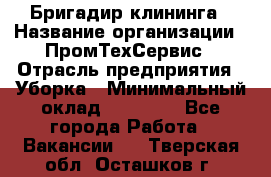 Бригадир клининга › Название организации ­ ПромТехСервис › Отрасль предприятия ­ Уборка › Минимальный оклад ­ 30 000 - Все города Работа » Вакансии   . Тверская обл.,Осташков г.